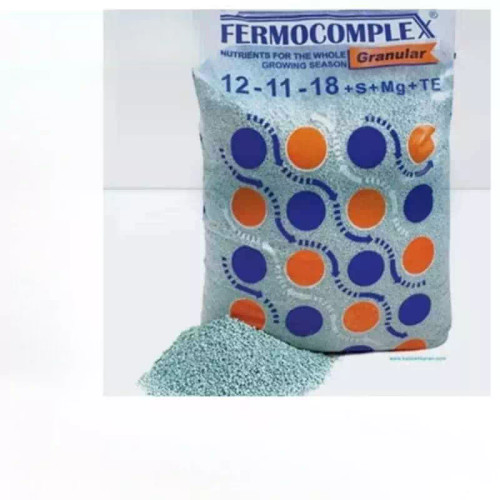 کود فرموکمپلکس 18-11-12 همراه با گوگرد و عناصر ریزمغذی کـود پایه کامل گرانول دیر رَهش فاقـد اوره، حاوی گوگرد و ریزمغذی